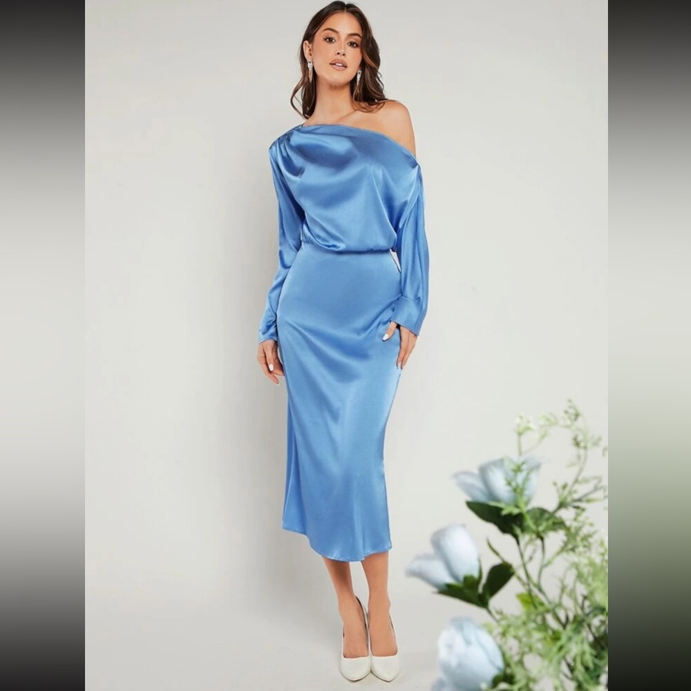 Blue Off The Shoulder Dress
